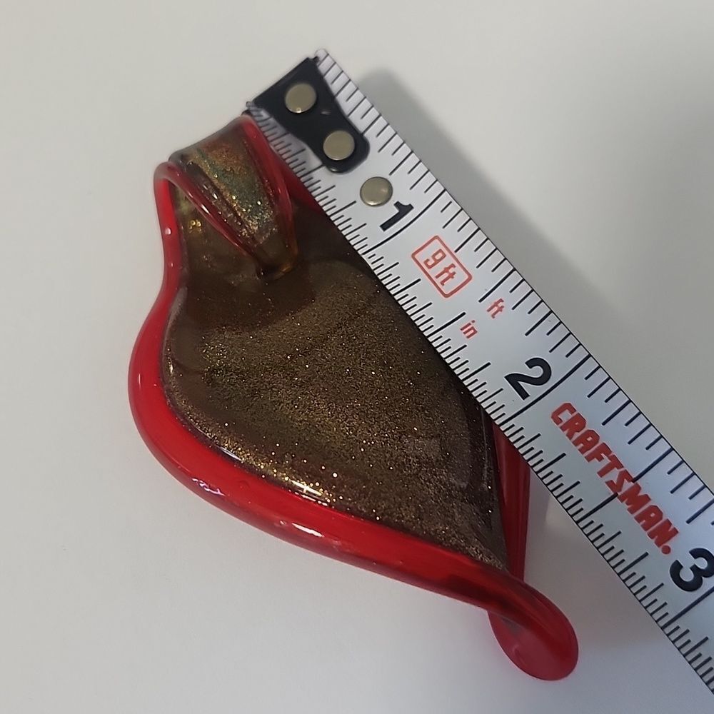 Beautiful Teardrop Art Glass Pendant Dark Red Orange - Picture 3 of 3